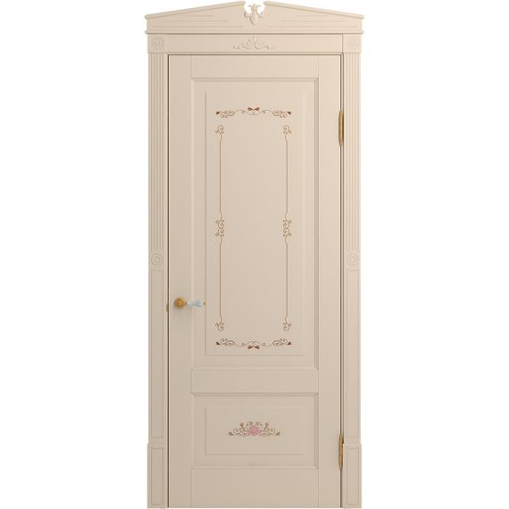 Межкомнатная дверь массив бука Viporte Бьелла Арт ваниль патина золото глухая