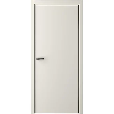 Межкомнатная дверь эмаль Лайн 1 латте глухая чёрная алюминиевая кромка