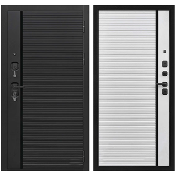 Входная дверь Стайл ПВХ чёрная мягкая шагрень панель ПВХ белая мягкая шагрень