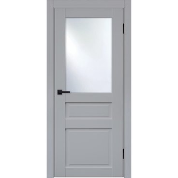 Межкомнатная дверь эмалит Классик 3 светло-серый остеклённая