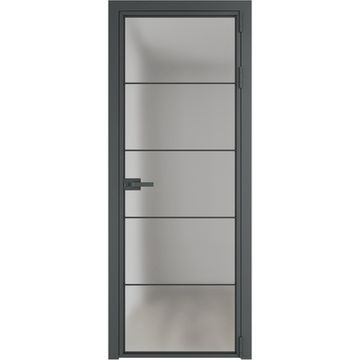 Алюминиевая межкомнатная дверь 5AХ серая ночь остеклённая