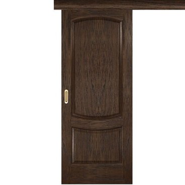 Одностворчатая дверь купе шпон Лаура 2 дуб морёный без стекла