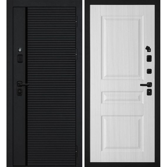 Входная дверь Галактика-173 панель фрезерованная PR-150 сандал белый