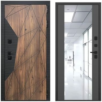 Входная дверь Континент американский орех чёрный кварц панель зеркало Maxi