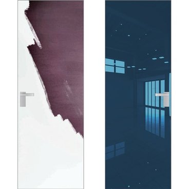 Скрытая дверь 0M снаружи под покраску внутри зеркало Blue AL кромка