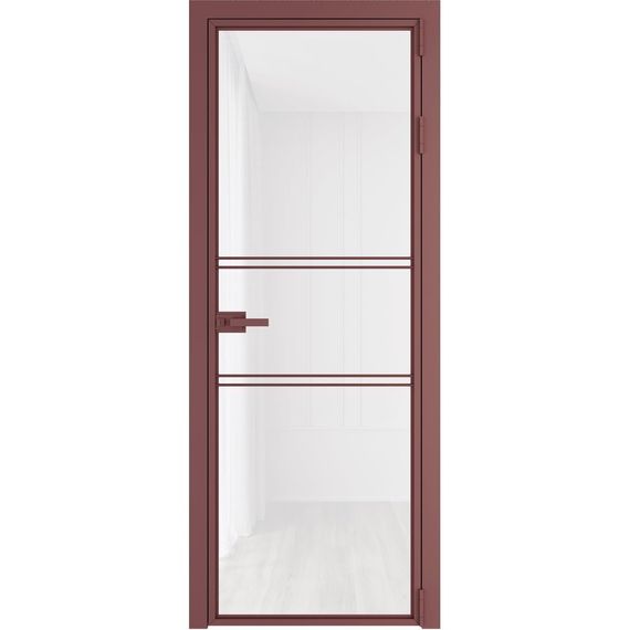 Алюминиевая межкомнатная дверь 2AХ красный антрацит остеклённая