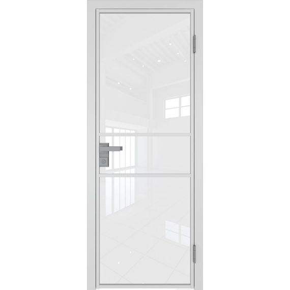 Межкомнатная алюминиевая дверь 2AG белая матовая RAL 9003 остеклённая