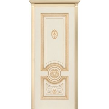 Межкомнатная дверь эмаль Гамма Корона В3 слоновая кость патина золото глухая