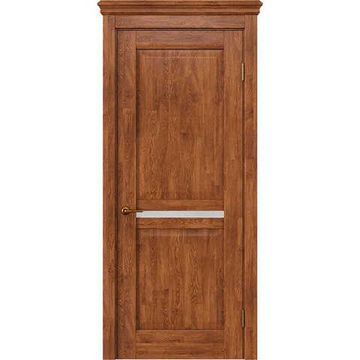 Межкомнатная дверь массив дуба селект Alvero Афина орех глухая с узкой стеклянной вставкой