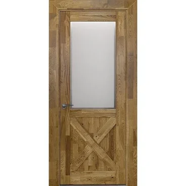Межкомнатная дверь массив дуба Вилладжио-2 дуб рустикальный остеклённая