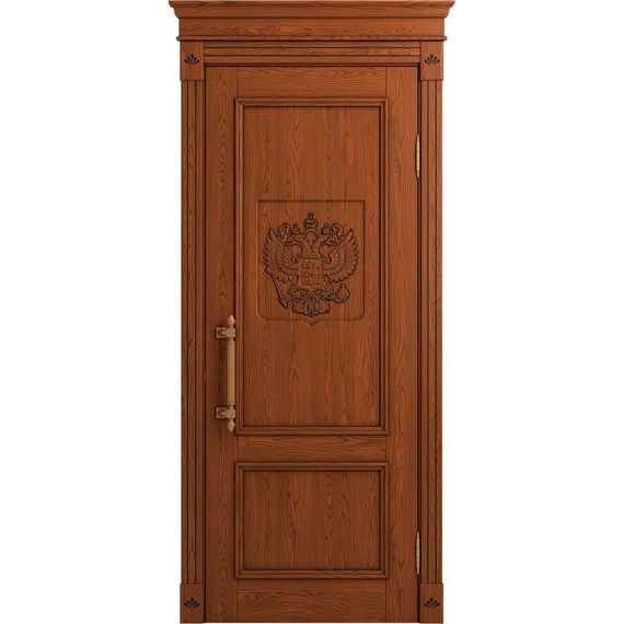 Межкомнатная дверь массив дуба Статус табачный патина черная глухая