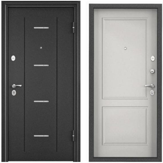 Фото входная cтальная дверь Torex Delta PRO MP DL-1 темно-серый букле графит D6-27 ПВХ бьянко