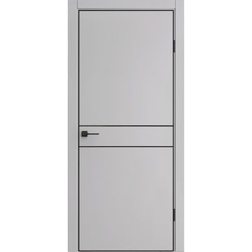 Межкомнатная дверь экошпон ДП-52 silver gray AL чёрная кромка глухая