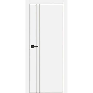 Межкомнатная дверь экошпон PX-20 белая с чёрной AL кромкой и молдингом