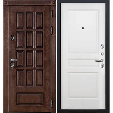 Входная уличная дверь Центурион Термо лиственница морёная Массив валенсия белая эмаль