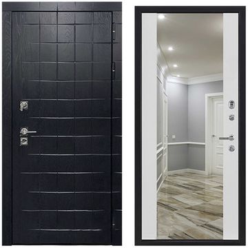 Входная дверь Сенатор Плюс ПВХ альберо Black панель зеркало INFINITY