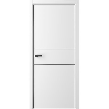Межкомнатная дверь эмаль Лайн 3 белая глухая чёрная алюминиевая кромка