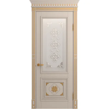 Межкомнатная дверь массив дуба Viporte Монако прованс патина золото остеклённая