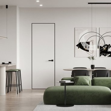 Межкомнатная скрытая дверь под покраску Profil Doors 0PA профиль чёрный матовый