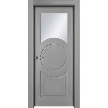 Межкомнатная дверь эмаль Метро серая остеклённая