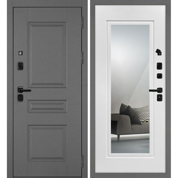 Входная дверь Октава-150 панель белое дерево зеркало