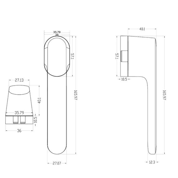 Размеры дверной ручки AKIK MOV