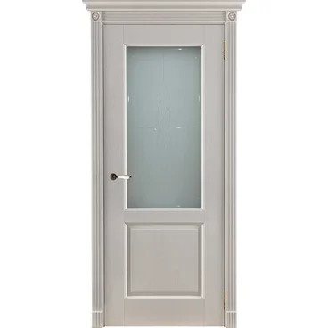 Межкомнатная дверь массив дуба Селена эмаль слоновая кость остекленная