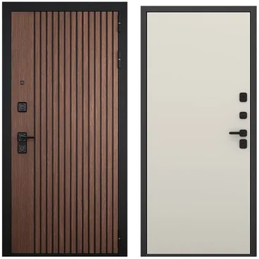 Входная дверь Шторм американский орех чёрный кварц панель гладкая