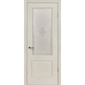 Межкомнатная дверь шпон Прага ваниль остеклённая