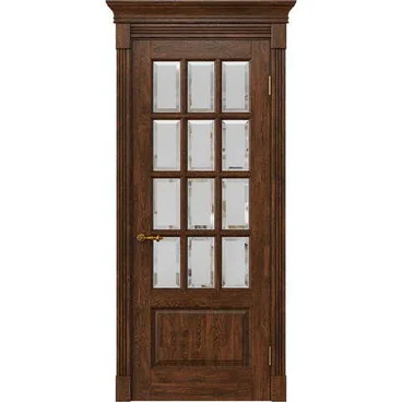 Межкомнатная дверь массив дуба Alvero Анна орех чёрный остеклённая