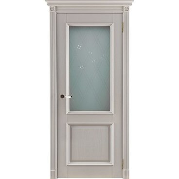 Межкомнатная дверь массив дуба Афина эмаль слоновая кость остекленная