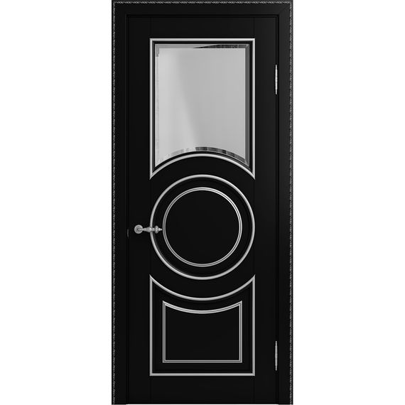 Межкомнатная дверь массив бука Viporte Лацио Амбиенте нуар патина серебро остекление 1