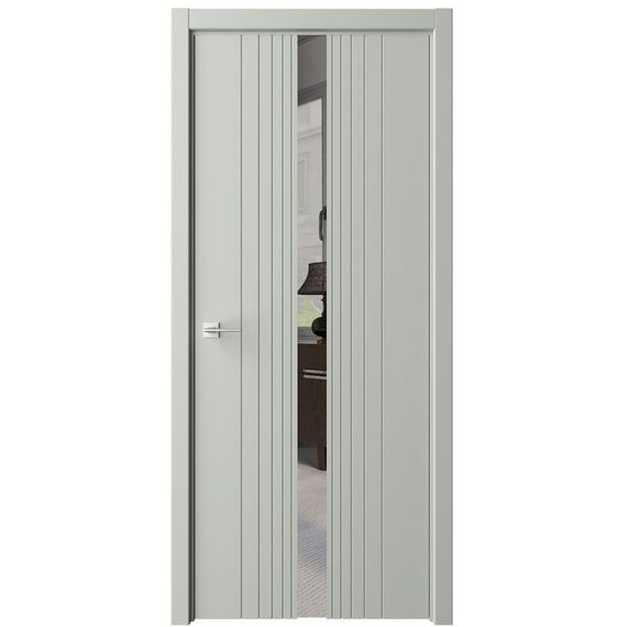 Фото межкомнатная дверь эмаль Albero Геометрия 8 серая стекло зеркало