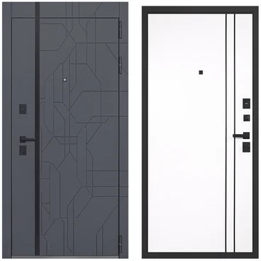 Входная дверь Forest серая с молдингом внутри