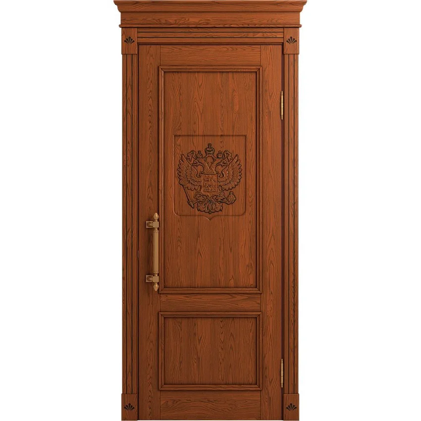 Межкомнатная дверь массив дуба Статус табачный патина черная глухая