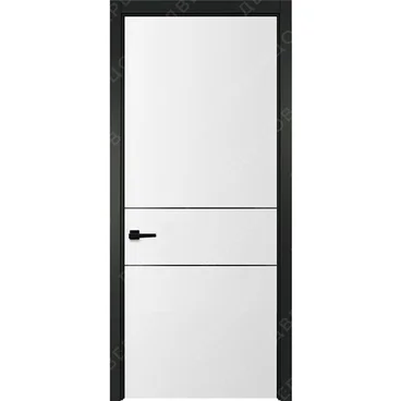 Межкомнатная белая дверь Лайн 3 с чёрным наличником
