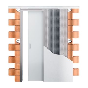 Дверная одностворчатая кассета для раздвижных дверей цельнометаллическая под штукатурку-гипсокартон JAP Norma ZED Standart под комплект обрамления