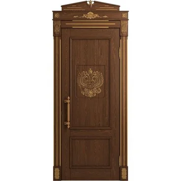 Межкомнатная дверь массив дуба Статус кофе патина золото глухая