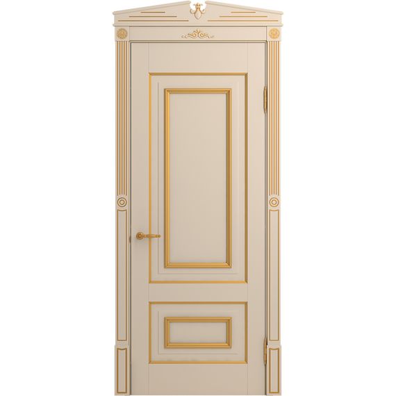 Межкомнатная дверь массив бука Viporte Неаполь ваниль патина золото глухая
