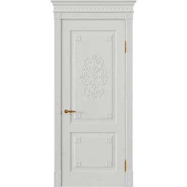 Межкомнатная дверь массив дуба Viporte Флоренция Декор бьянко глухая