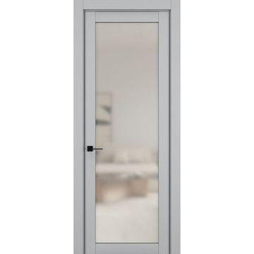 Межкомнатная дверь керамик NC 2 шеллак серый остеклённая