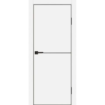 Межкомнатная белая дверь ПЭТ P-19 кромка ABS черная молдинг