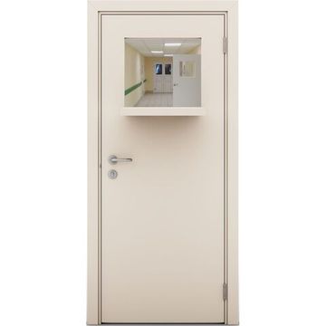 Влагостойкая дверь крем матовый с выпадающим окном