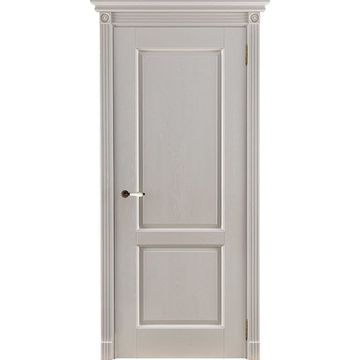 Межкомнатная дверь массив дуба ОКА Селена эмаль слоновая кость глухая