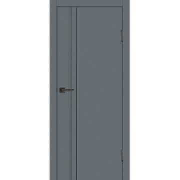 Межкомнатная дверь ПЭТ P-20 графит глухая кромка ABS в цвет полотна молдинг