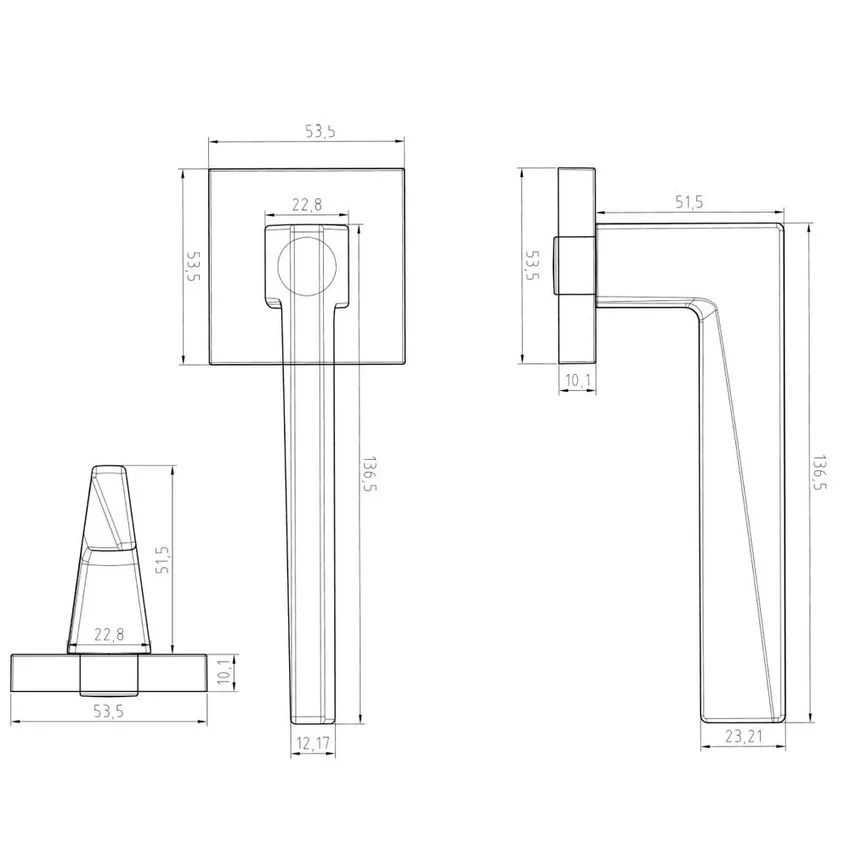 Размеры дверной ручки MORI ZN