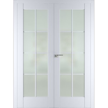 Двустворчатая распашная дверь Кобальт 22 магнолия остеклённая