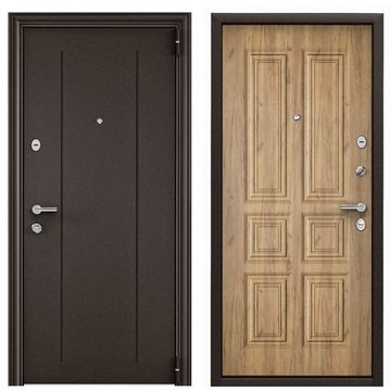 Входная стальная дверь Torex Delta 100 RGSO букле коричневый D6-34 дуб крафт золотой