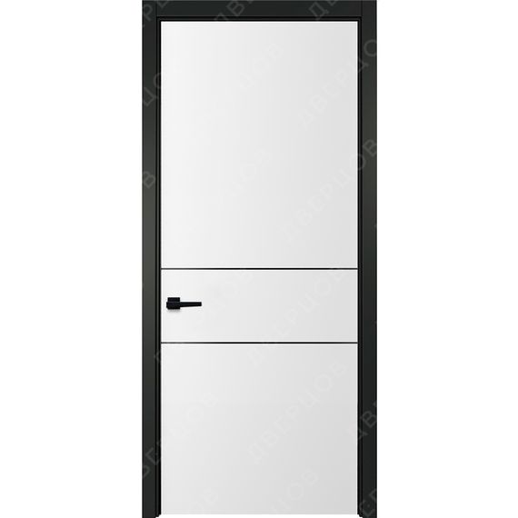 Фото белой двери Лайн 3 с чёрным наличником