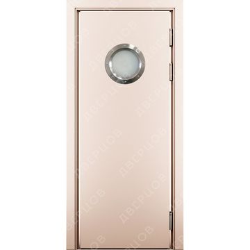 Маятниковая влагостойкая дверь Kapelli кремовый RAL 9001 с иллюминатором